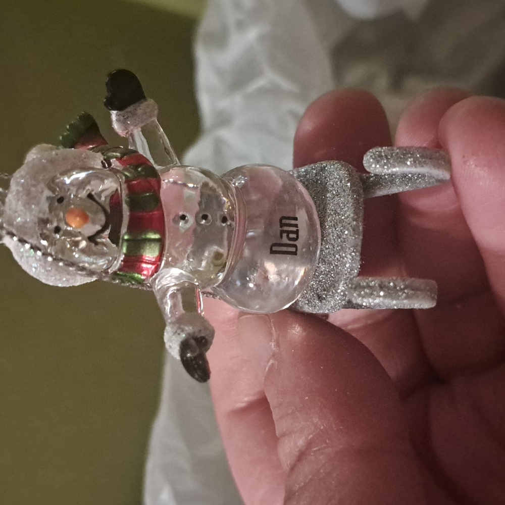 Dan snowman sledding ornament personalized
